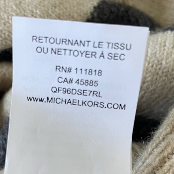 MICHAEL KORS BASICS OATMEAL HEATHER  STRIPED TURTLENECK SWEATER - Picture 9 of 11